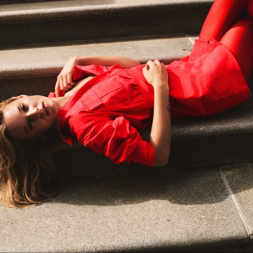 Zara red poplin shirt dress - Picture 3 of 6